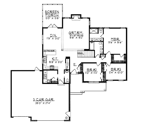 One-Story Ranch Level One of Plan 99185