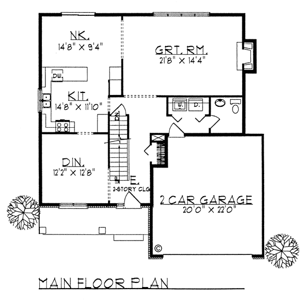 Bungalow Country Level One of Plan 99188