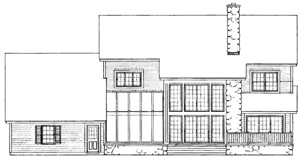 Colonial Country Rear Elevation of Plan 99210