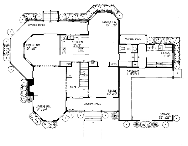 Farmhouse Victorian Level One of Plan 99211