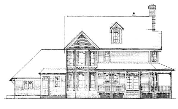 Farmhouse Victorian Rear Elevation of Plan 99211