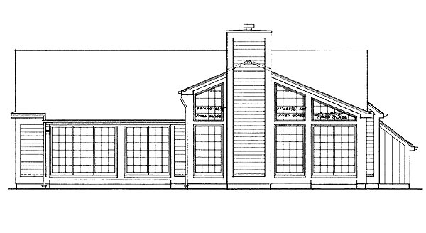 Ranch Rear Elevation of Plan 99223