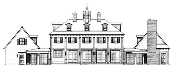 Colonial Country Rear Elevation of Plan 99236