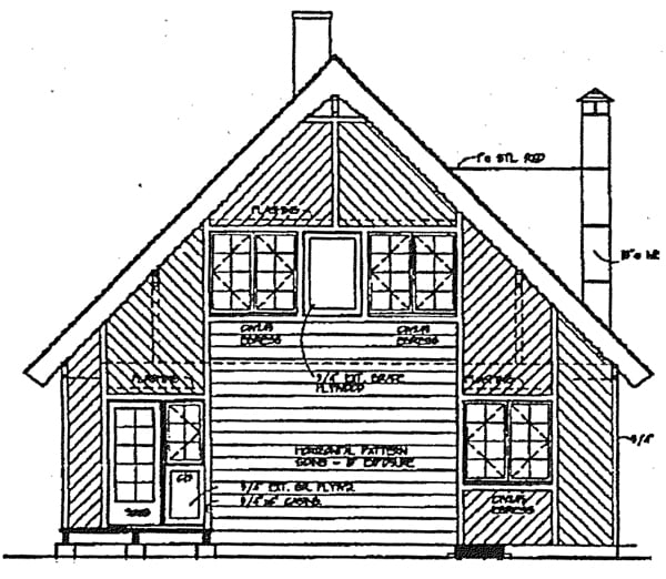 Cottage Tudor Rear Elevation of Plan 99238