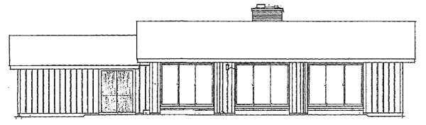 One-Story Ranch Rear Elevation of Plan 99241