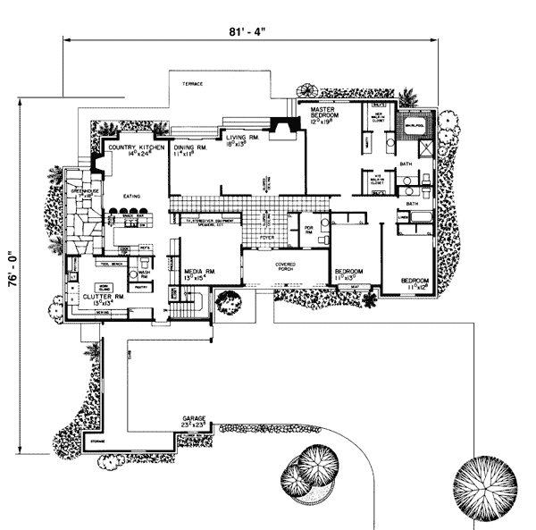 Farmhouse One-Story Ranch Level One of Plan 99246