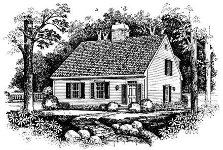 Cape Cod Country Elevation of Plan 99249