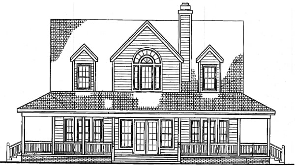 Country Farmhouse Rear Elevation of Plan 99285