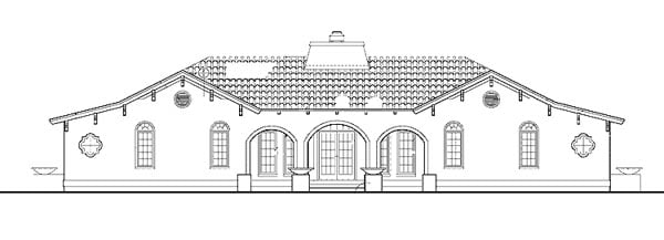 Mediterranean Rear Elevation of Plan 99287