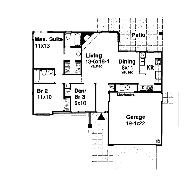 One-Story Ranch Level One of Plan 99318