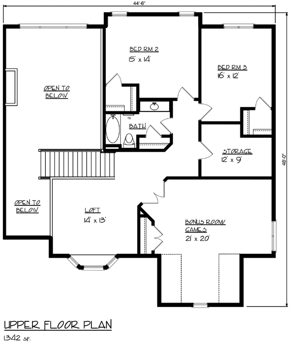 Cottage Craftsman Traditional Level Two of Plan 99322