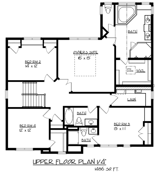 Cottage Craftsman Traditional Level Two of Plan 99323