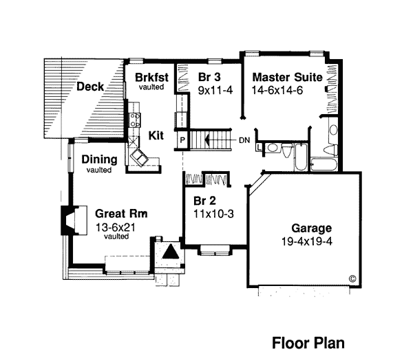 One-Story Ranch Level One of Plan 99324