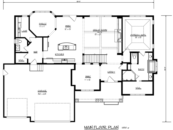 Cottage Craftsman Traditional Level One of Plan 99340