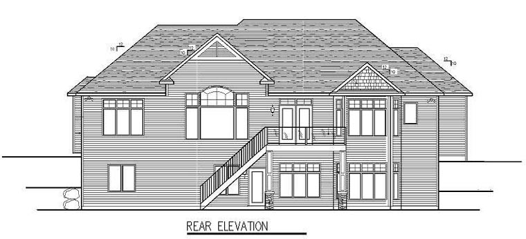 Cottage Craftsman Traditional Rear Elevation of Plan 99340