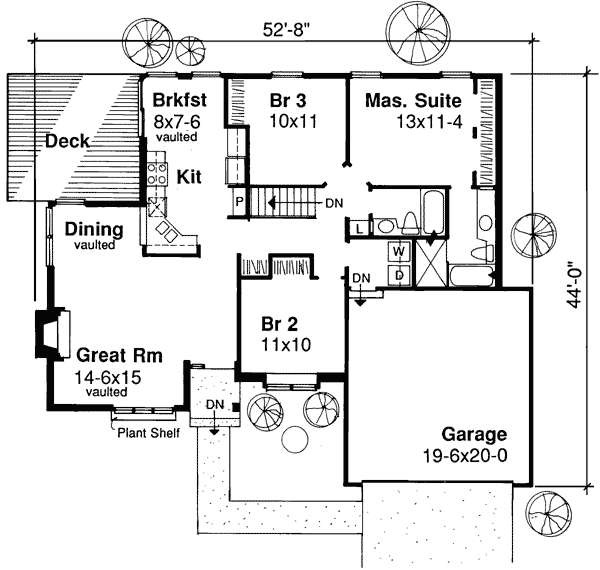 Bungalow One-Story Level One of Plan 99345