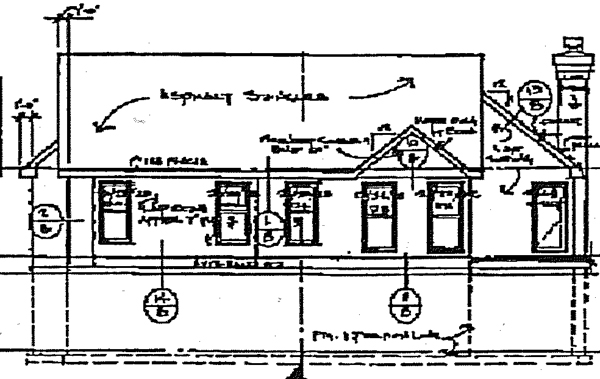 Bungalow One-Story Rear Elevation of Plan 99345