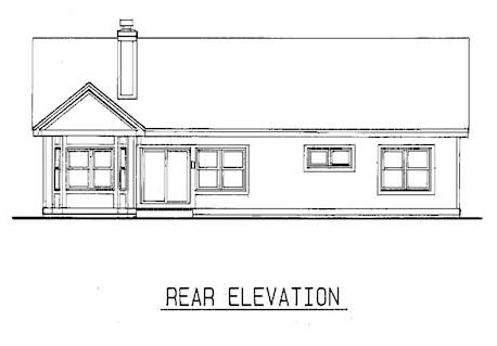 Country One-Story Rear Elevation of Plan 99349