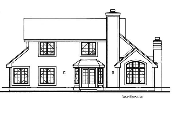 Traditional Rear Elevation of Plan 99358