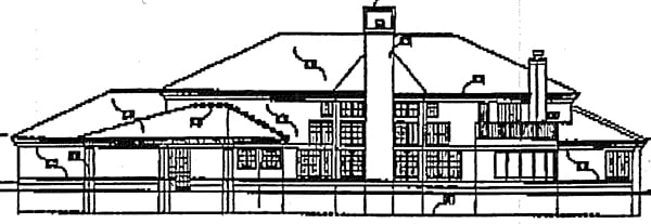 Colonial Mediterranean Rear Elevation of Plan 99373