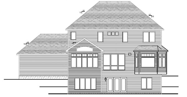 Cottage Craftsman Traditional Rear Elevation of Plan 99376