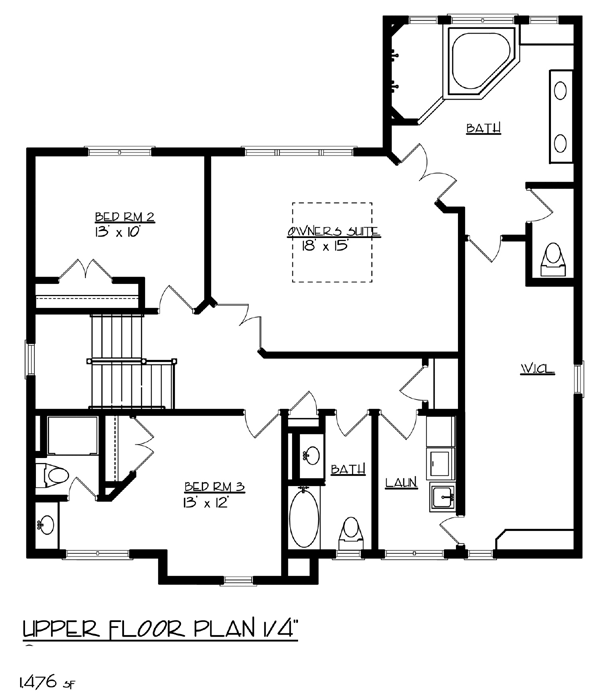 Cottage Craftsman Traditional Level Two of Plan 99377