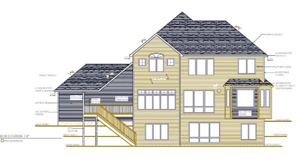 Cottage Craftsman Traditional Rear Elevation of Plan 99377