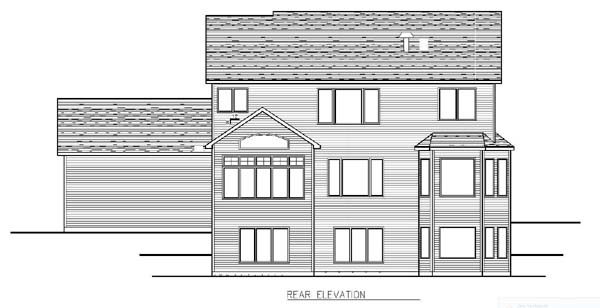 Cottage Craftsman Traditional Rear Elevation of Plan 99381