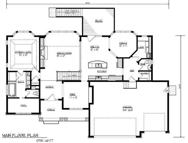 Cottage Craftsman Traditional Level One of Plan 99383