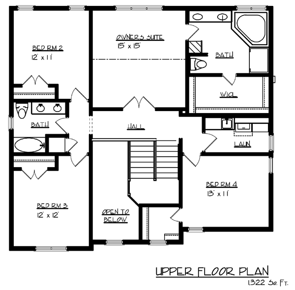 Cottage Craftsman Traditional Level Two of Plan 99384