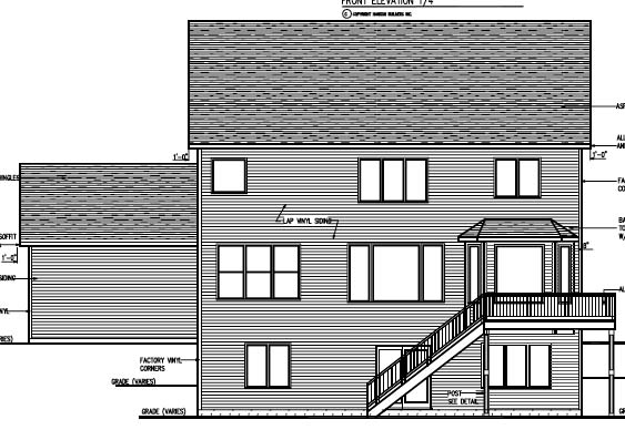 Cottage Craftsman Traditional Rear Elevation of Plan 99384