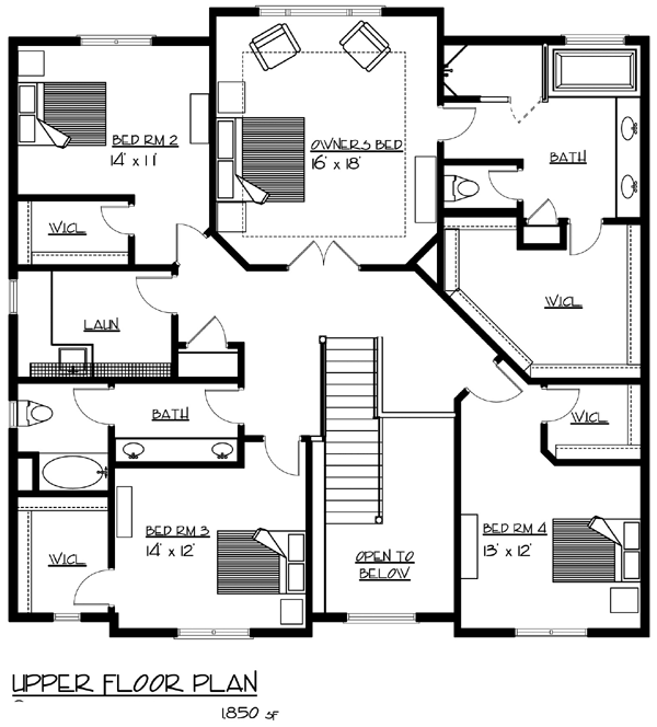 Cottage Craftsman Traditional Level Two of Plan 99387