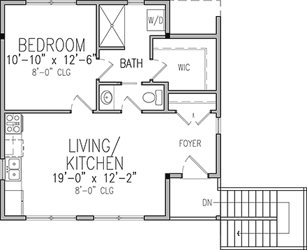 Garage-Living Plan 99393 Second Level Plan