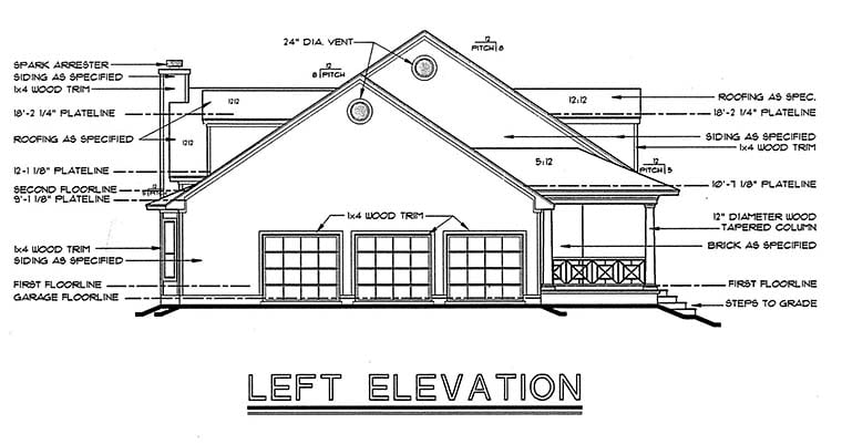 Cape Cod, Country Plan with 3072 Sq. Ft., 4 Bedrooms, 4 Bathrooms, 3 Car Garage Picture 3