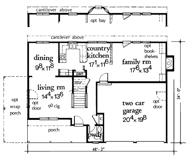 Country Farmhouse Level One of Plan 99501