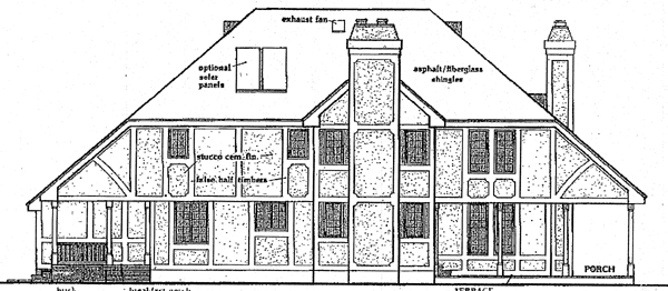 European Tudor Rear Elevation of Plan 99605