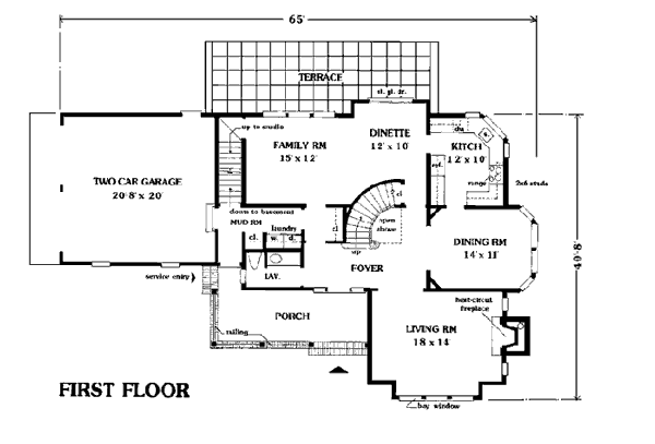 Country Southern Traditional Victorian Level One of Plan 99624