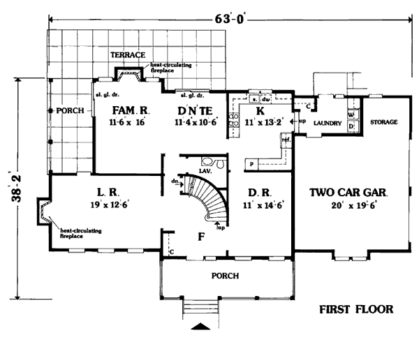 Country Craftsman Farmhouse Traditional Level One of Plan 99626