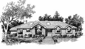European One-Story Ranch Elevation of Plan 99634