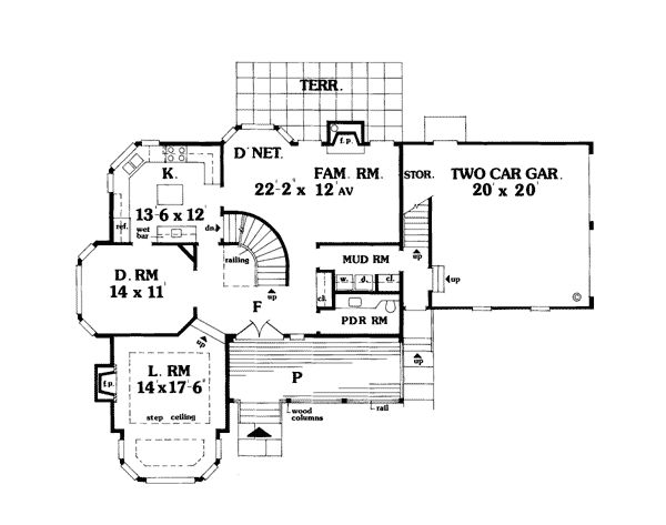 Colonial Country Farmhouse Traditional Level One of Plan 99640