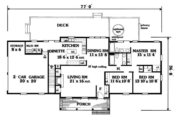 One-Story Ranch Level One of Plan 99660