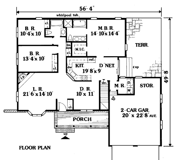 Contemporary Country One-Story Level One of Plan 99662