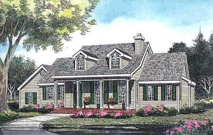 Cape Cod Country One-Story Traditional Elevation of Plan 99672