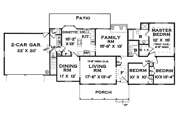 One-Story Ranch Level One of Plan 99674