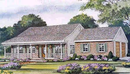 Country Farmhouse One-Story Traditional Elevation of Plan 99686