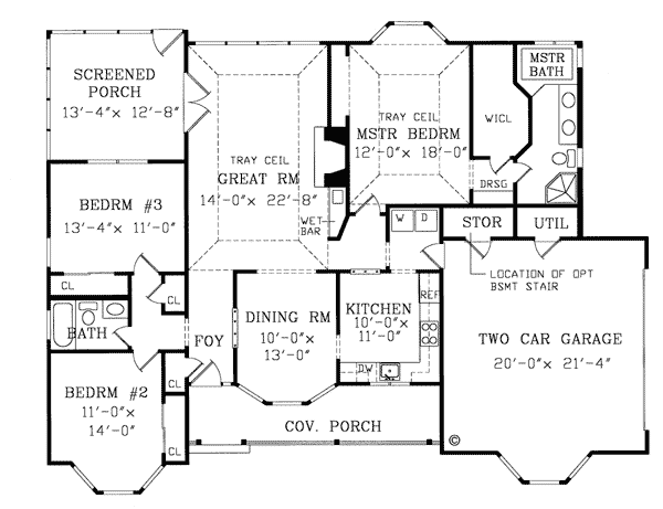 Country One-Story Ranch Level One of Plan 99692