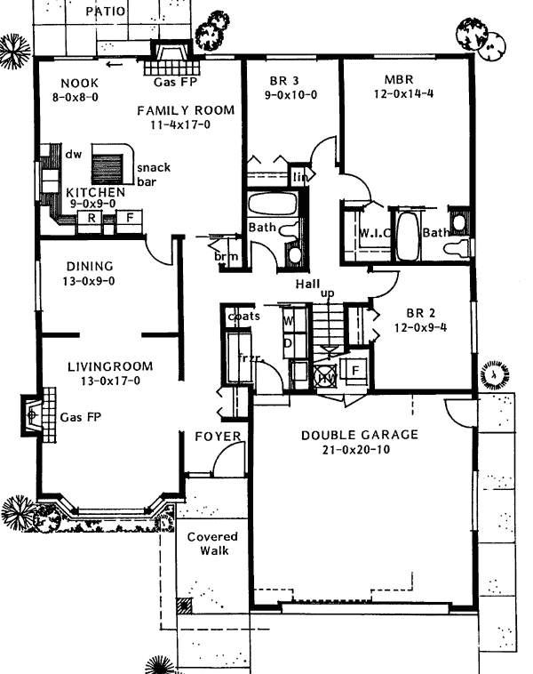 Bungalow European One-Story Level One of Plan 99900