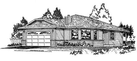 One-Story Ranch Elevation of Plan 99907