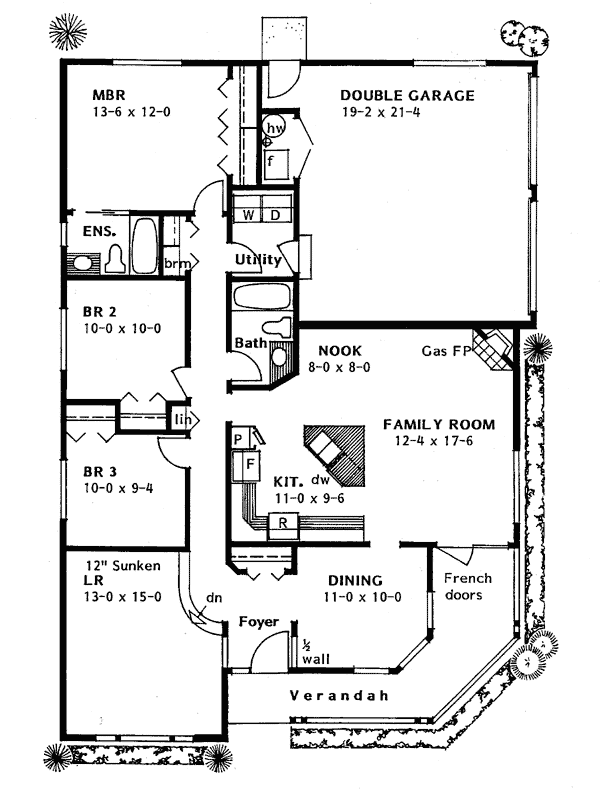 One-Story Ranch Level One of Plan 99909