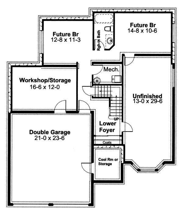 Southwest Lower Level of Plan 99915